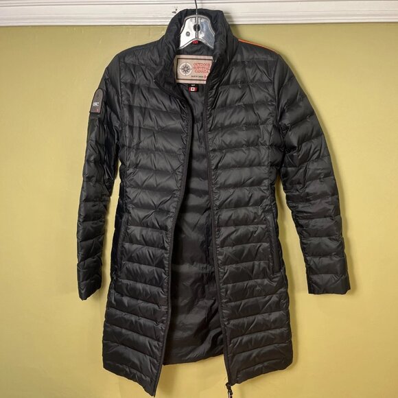 Outdoor Survival Canada Goose Down Black Parka Jacket Women's Small S - Picture 2 of 16